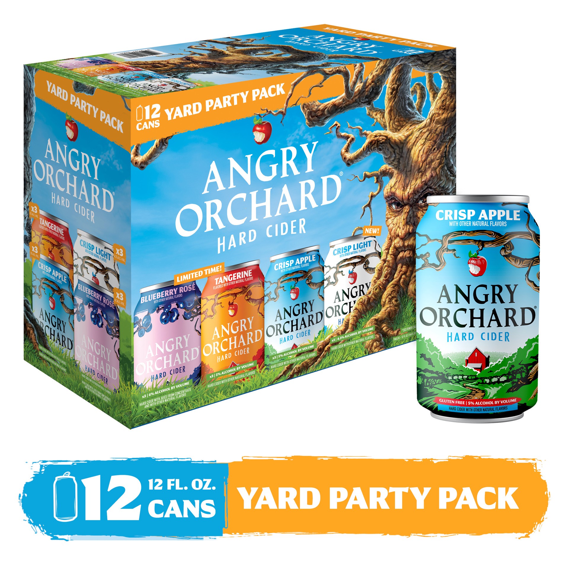 slide 1 of 8, Angry Orchard Hard Cider Yard Party Variety Pack, Spiked (12 fl. oz. Can, 12pk.), 144 fl oz