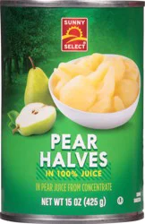 Sunny Select Pear Halves in 100% Juice 15 oz