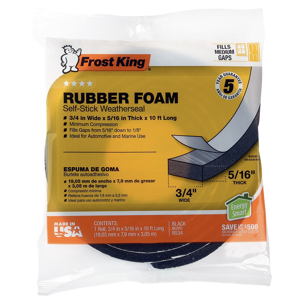 slide 1 of 5, Frost King Rubber Foam Tape, Black, 10 ft