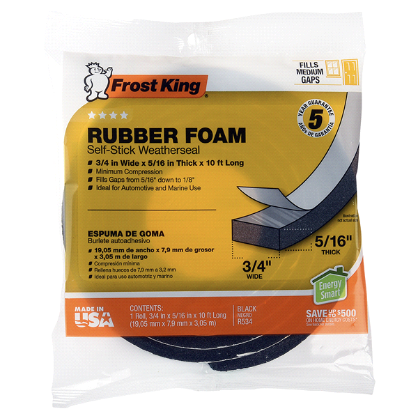 slide 1 of 1, Frost King Rubber Foam Tape, Black, 10 ft