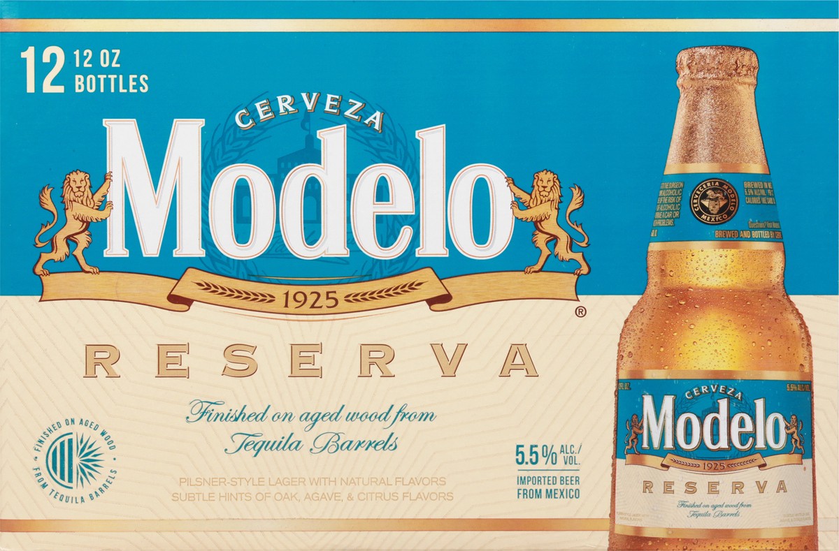 slide 5 of 9, Modelo Reserva Tequila Barrel Lager Mexican Beer, 12 pk 12 fl oz Bottles, 5.5% ABV, 144 fl oz