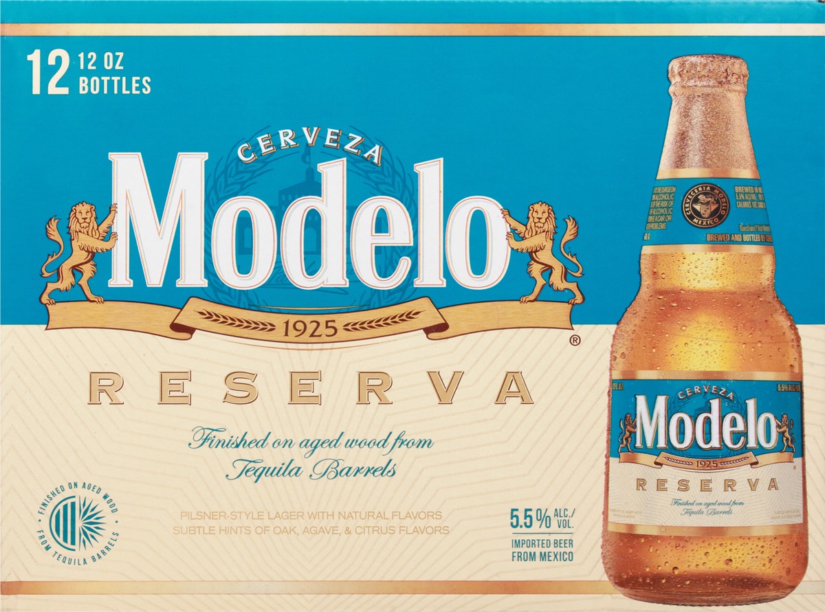 slide 9 of 9, Modelo Reserva Tequila Barrel Lager Mexican Beer, 12 pk 12 fl oz Bottles, 5.5% ABV, 144 fl oz