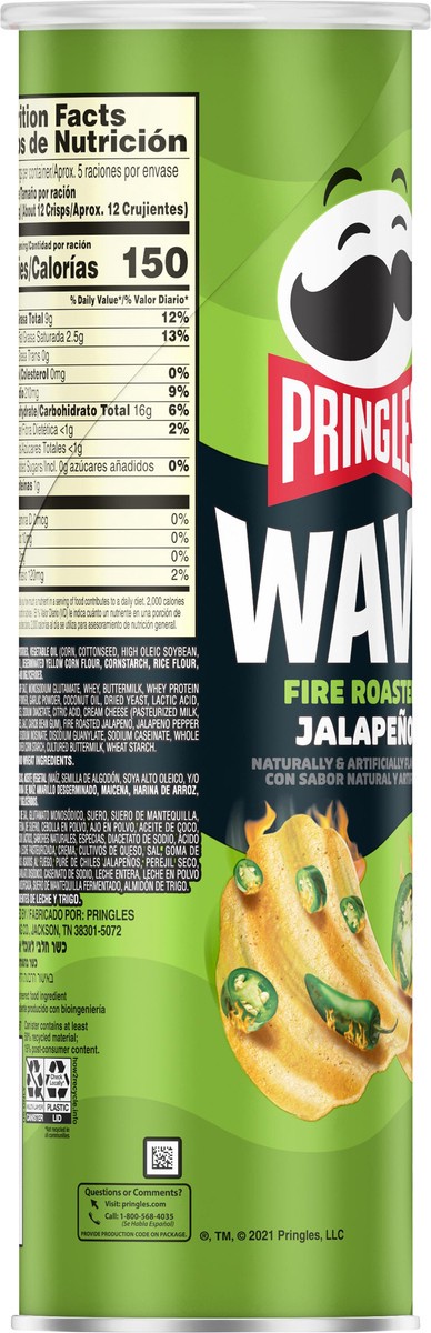 slide 7 of 7, Pringles Wavy Pringles Potato Crisps Chips, Fire Roasted Jalapeno, 4.8 oz, 4.8 oz