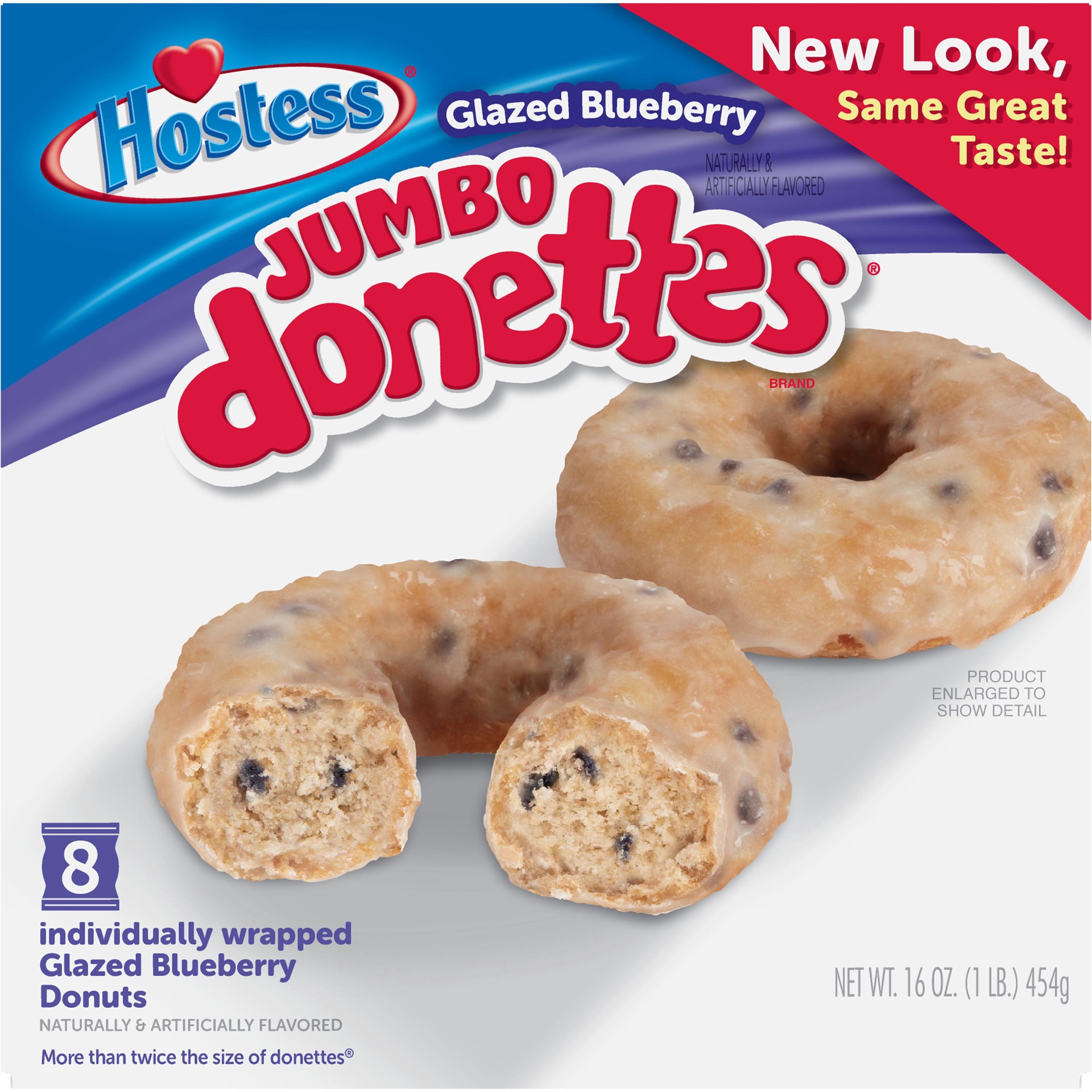 slide 1 of 4, HOSTESS Glazed Strawberry Flavored Jumbo DONETTES Donuts, 8 Count, 16 oz, 16 oz