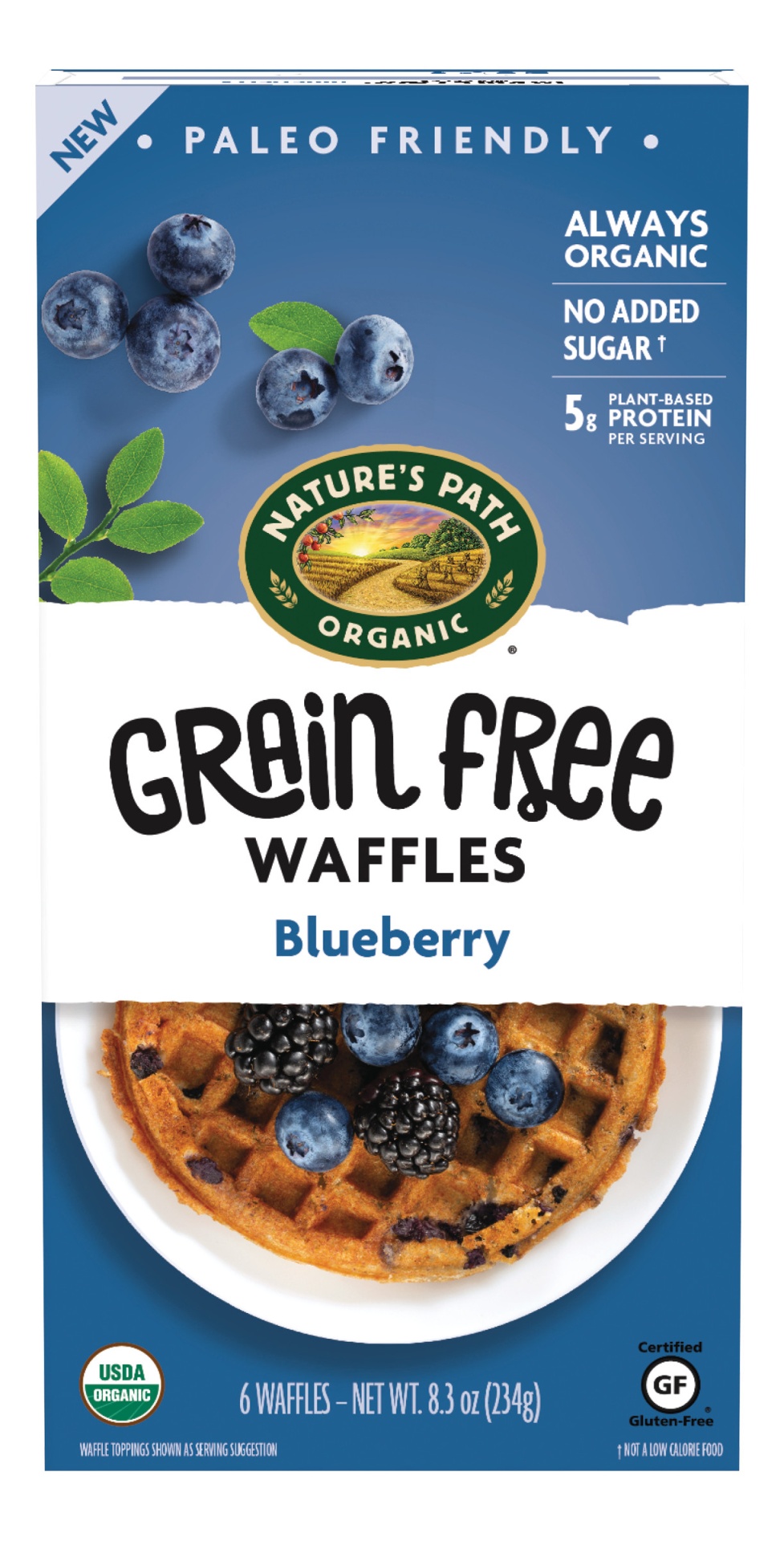 slide 1 of 1, Nature's Path Organic Blueberry Grain Free Waffles, 8.3 oz