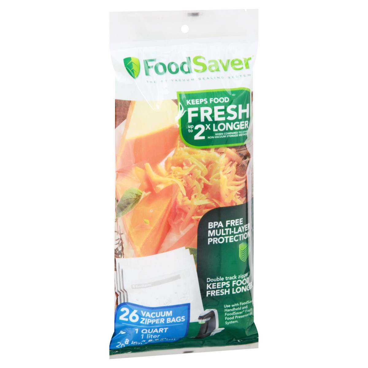 slide 8 of 11, FoodSaver 1 Quart Vacuum Zipper Bags 26 ea, 1 ct