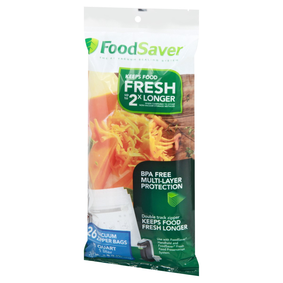 slide 11 of 11, FoodSaver 1 Quart Vacuum Zipper Bags 26 ea, 1 ct