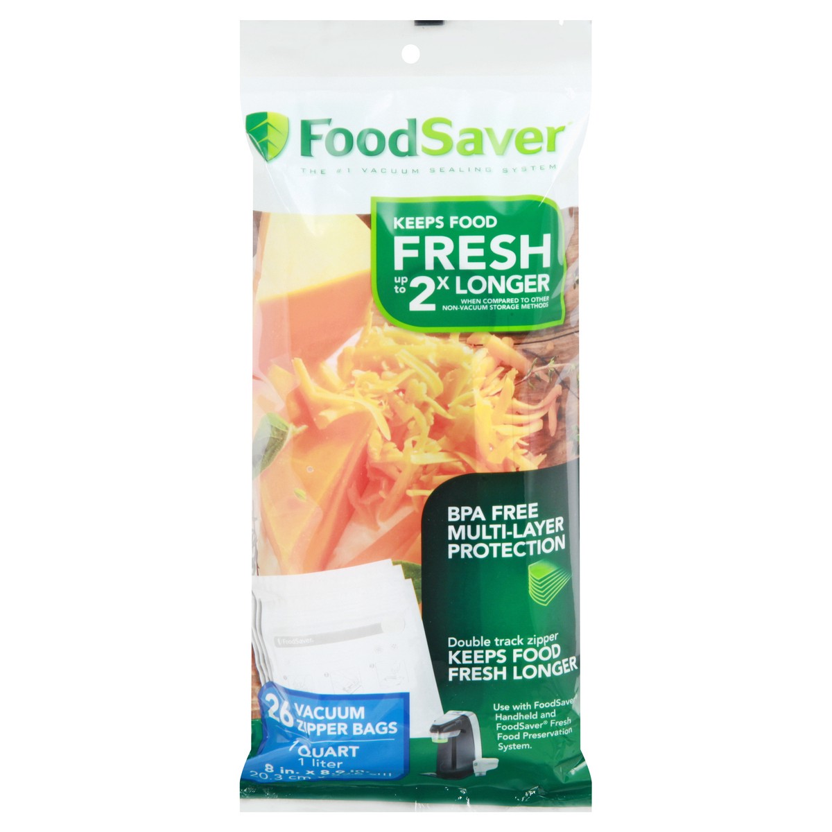 slide 9 of 11, FoodSaver 1 Quart Vacuum Zipper Bags 26 ea, 1 ct