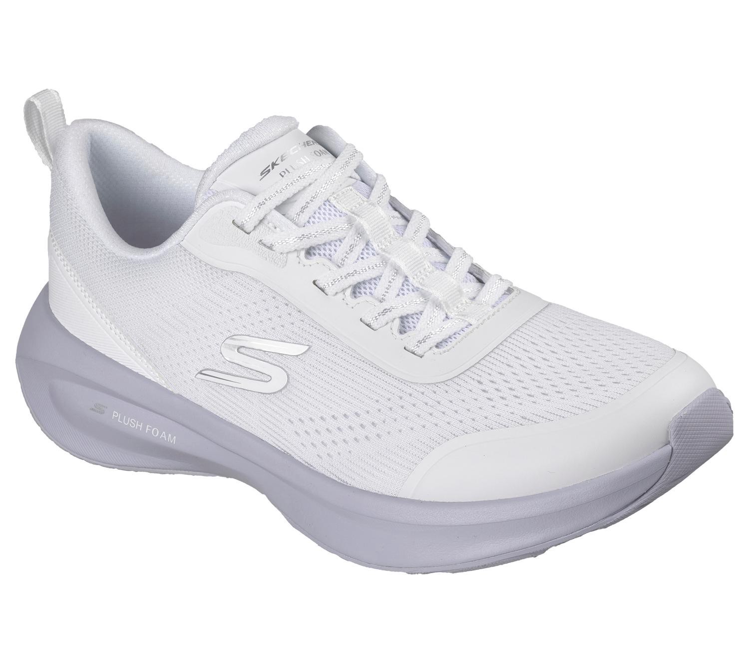 slide 1 of 6, Skechers Women's Plush Foam Casuals, White/lavendar, Size 9.5, 1 ct