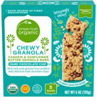 Simple Truth Organic Dark Chocolate Chip Cashew & Sunflower Butter Chewy Granola Bars