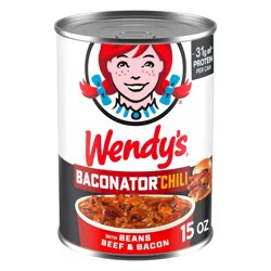 Wendy's Baconator Chili With Beans, Beef & Bacon, Canned Chili, 15 Oz.
