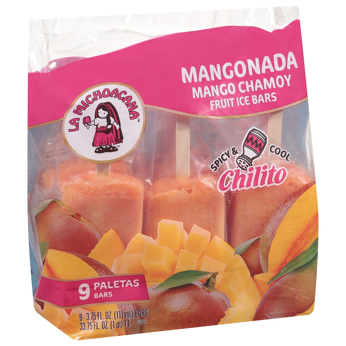 slide 4 of 13, La Michoacana Mango Chamoy Fruit Ice Bars 9 - 3.75 fl oz Bars, 9 ct