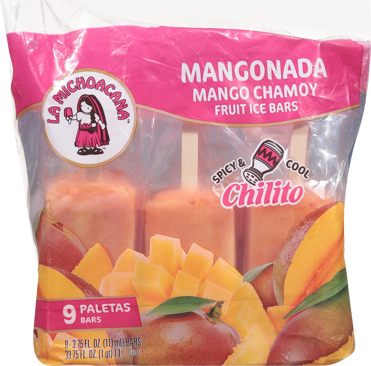 slide 5 of 13, La Michoacana Mango Chamoy Fruit Ice Bars 9 - 3.75 fl oz Bars, 9 ct
