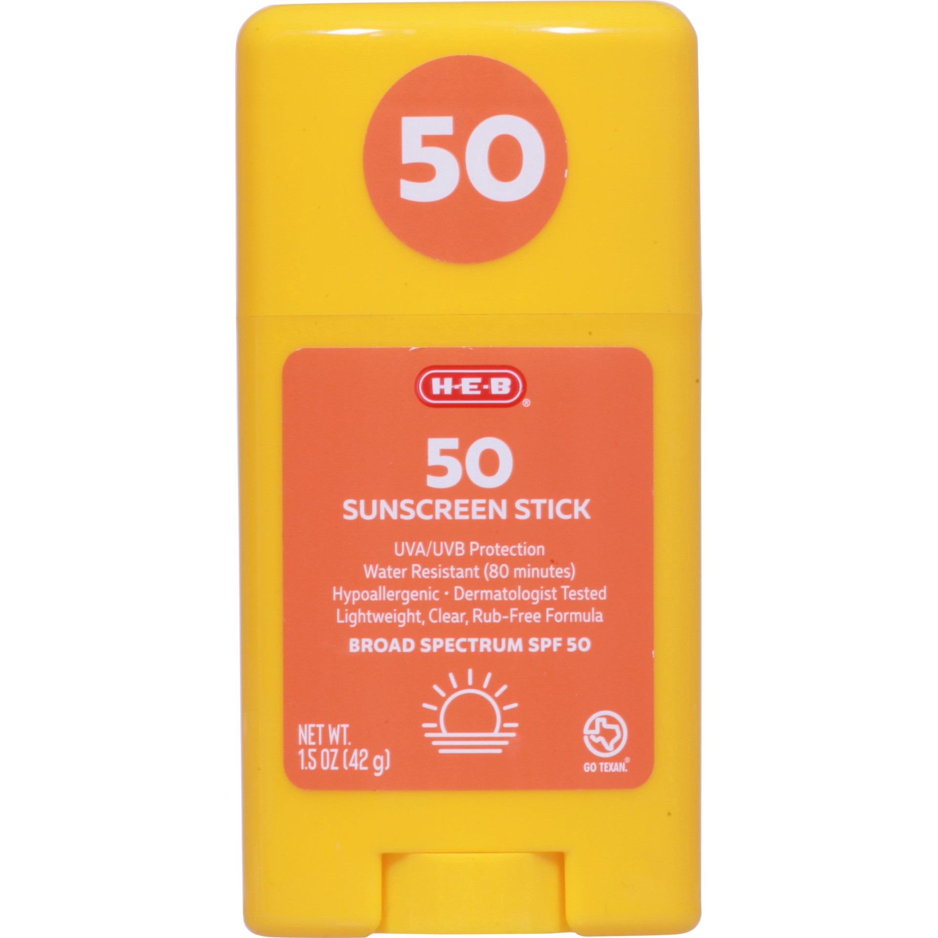 slide 1 of 1, H-E-B Coconut Pineapple Broad Spectrum Sunscreen Stick – SPF 50, 1.5 oz