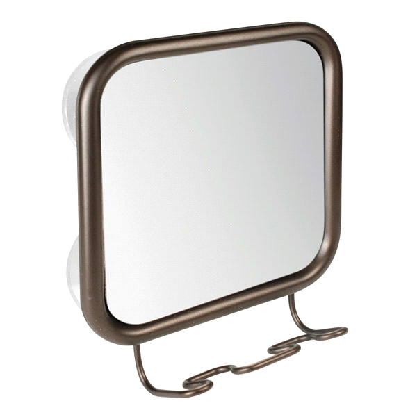 slide 1 of 1, InterDesign Neo Suction Mirror And Razor Holder - Bronze - 2 X 6 X 9 Inch, 1 ct