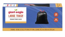 Giant Eagle Large Drawstring Trash Bags, 30 Gallon, 28 Count