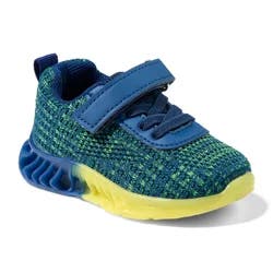 Lullaby Lane Boy's Prewalk Knit Strap Sneakers, Navy, Size 3