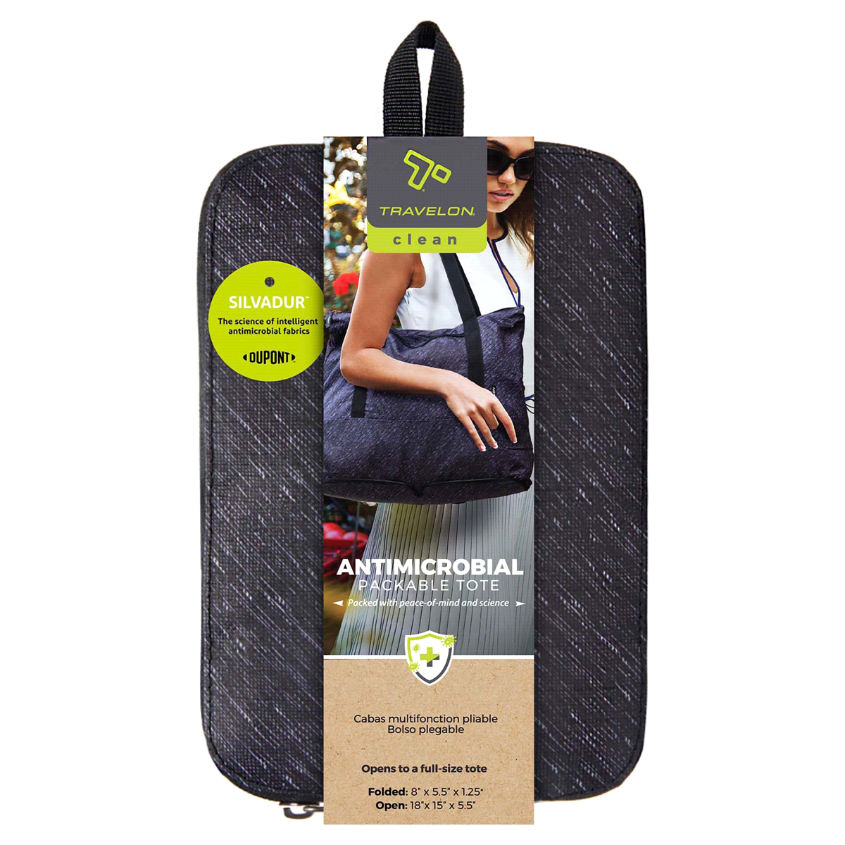 slide 1 of 5, Travelon Clean Series Antimicrobial Packable Tote, 1 ct