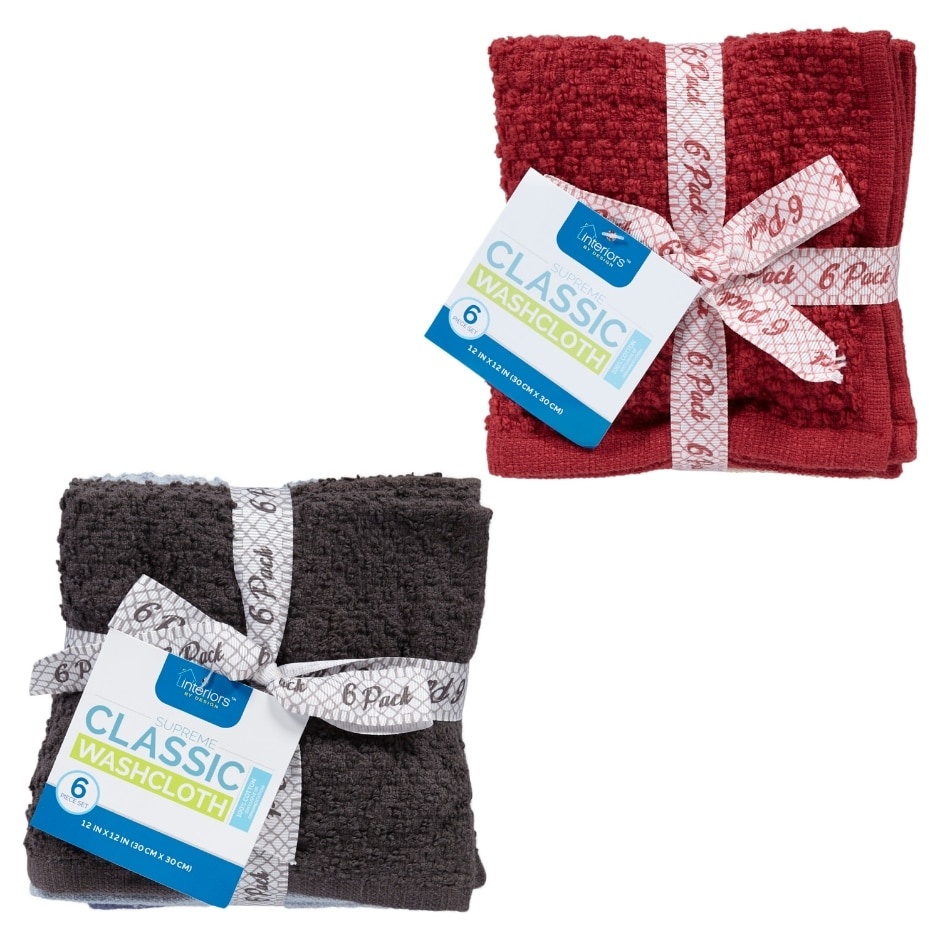 slide 1 of 1, Interiors by Design Assorted Cotton Washcloths, 6 ct