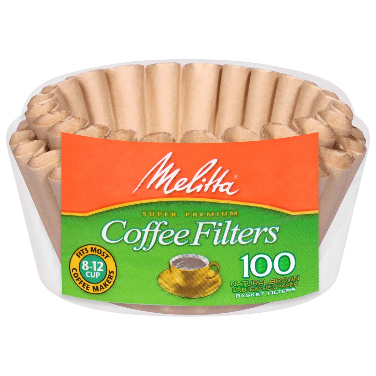 slide 1 of 9, Melitta Natural Brown Basket Coffee Filter - 100 ct, 100 ct
