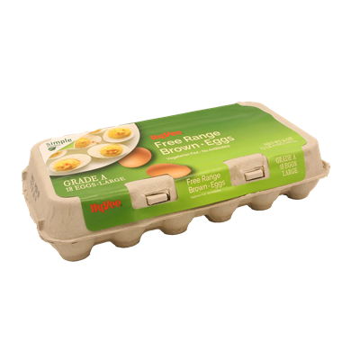 slide 1 of 1, Hy-Vee Large Free Range Brown Eggs 18Ct, 16 oz