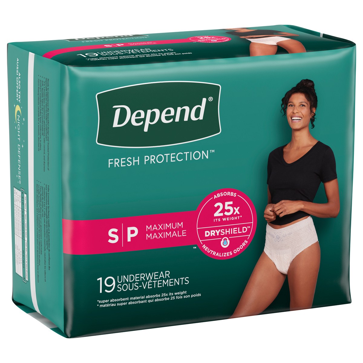 slide 6 of 9, Depend Fresh Protection Adult Incontinence Underwear for Women (Formerly Depend Fit-Flex), Disposable, Maximum, Small, Blush, 19 Count, 19 ct