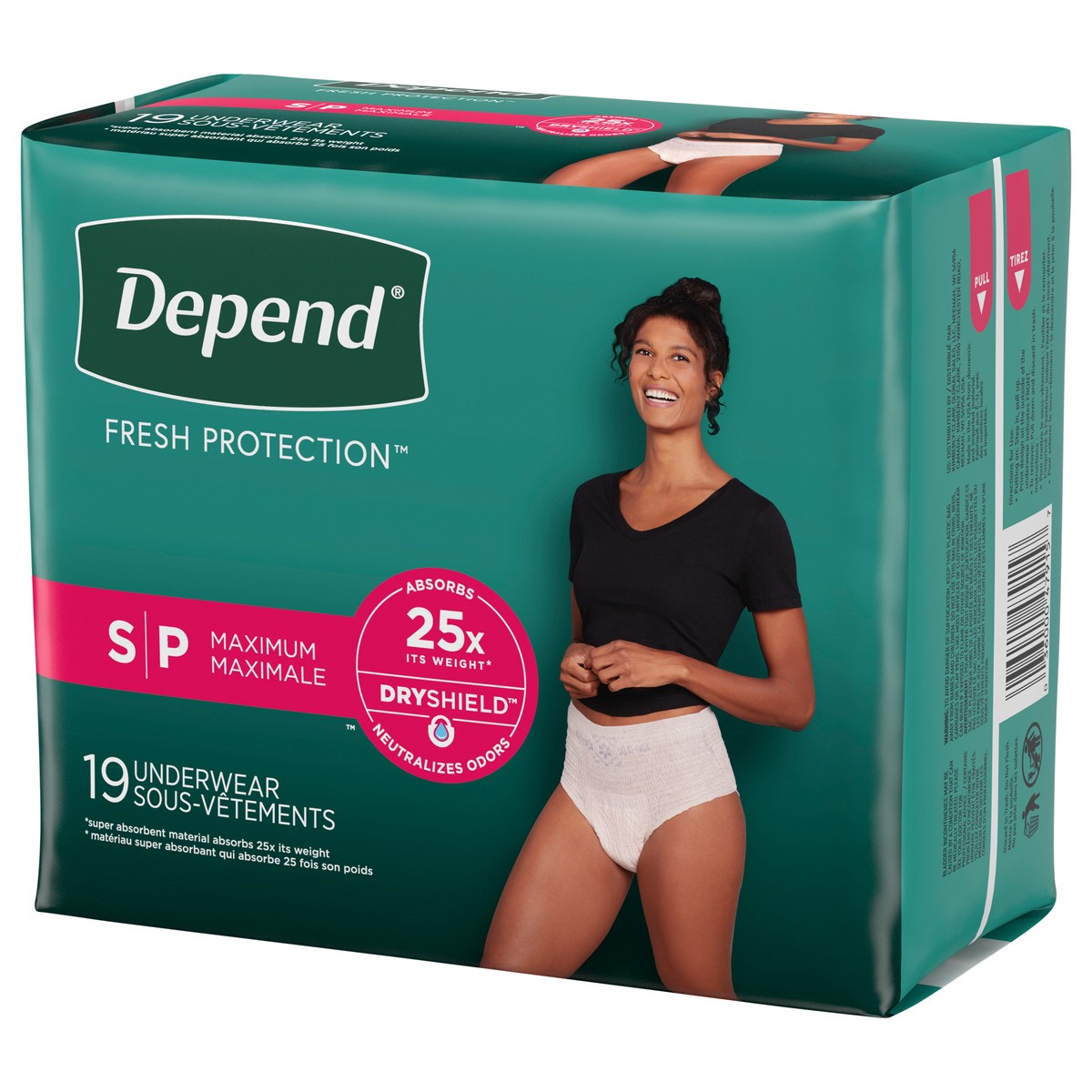 slide 4 of 9, Depend Fresh Protection Adult Incontinence Underwear for Women (Formerly Depend Fit-Flex), Disposable, Maximum, Small, Blush, 19 Count, 19 ct