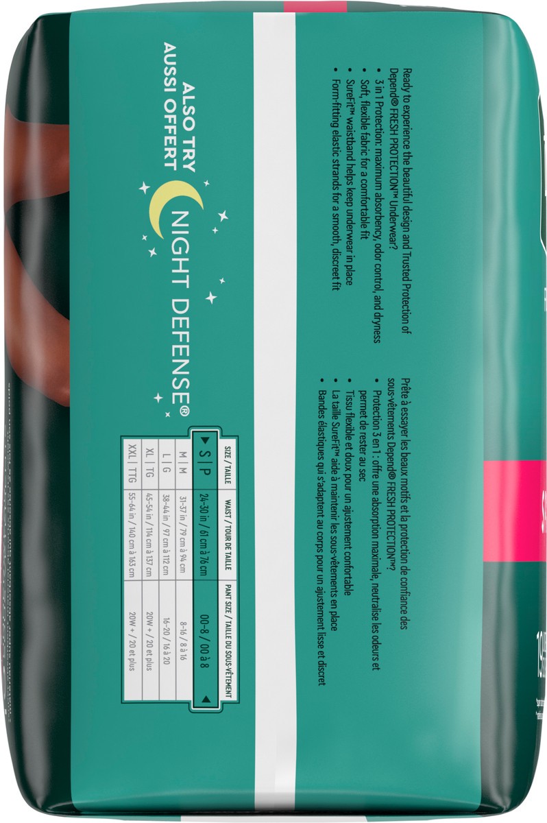 slide 3 of 9, Depend Fresh Protection Adult Incontinence Underwear for Women (Formerly Depend Fit-Flex), Disposable, Maximum, Small, Blush, 19 Count, 19 ct