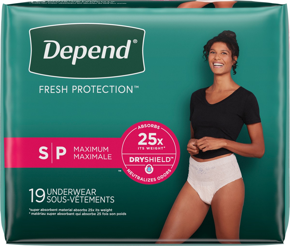 slide 9 of 9, Depend Fresh Protection Adult Incontinence Underwear for Women (Formerly Depend Fit-Flex), Disposable, Maximum, Small, Blush, 19 Count, 19 ct