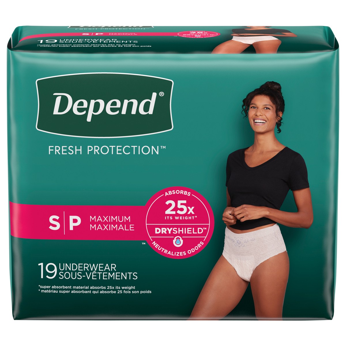 slide 1 of 9, Depend Fresh Protection Adult Incontinence Underwear for Women (Formerly Depend Fit-Flex), Disposable, Maximum, Small, Blush, 19 Count, 19 ct