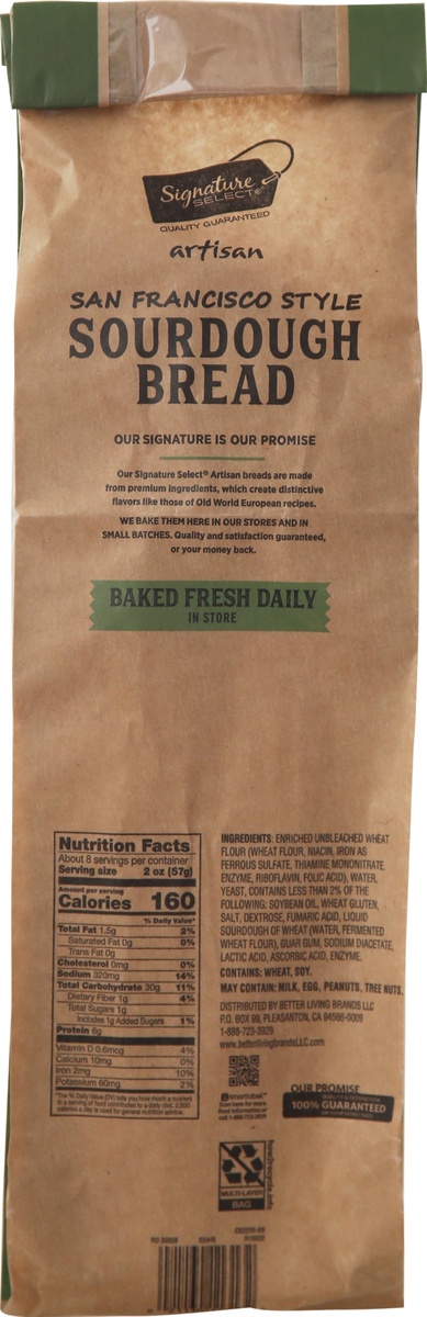 slide 8 of 9, Signature Select Artisan San Francisco Style Sourdough Bread, 16 oz