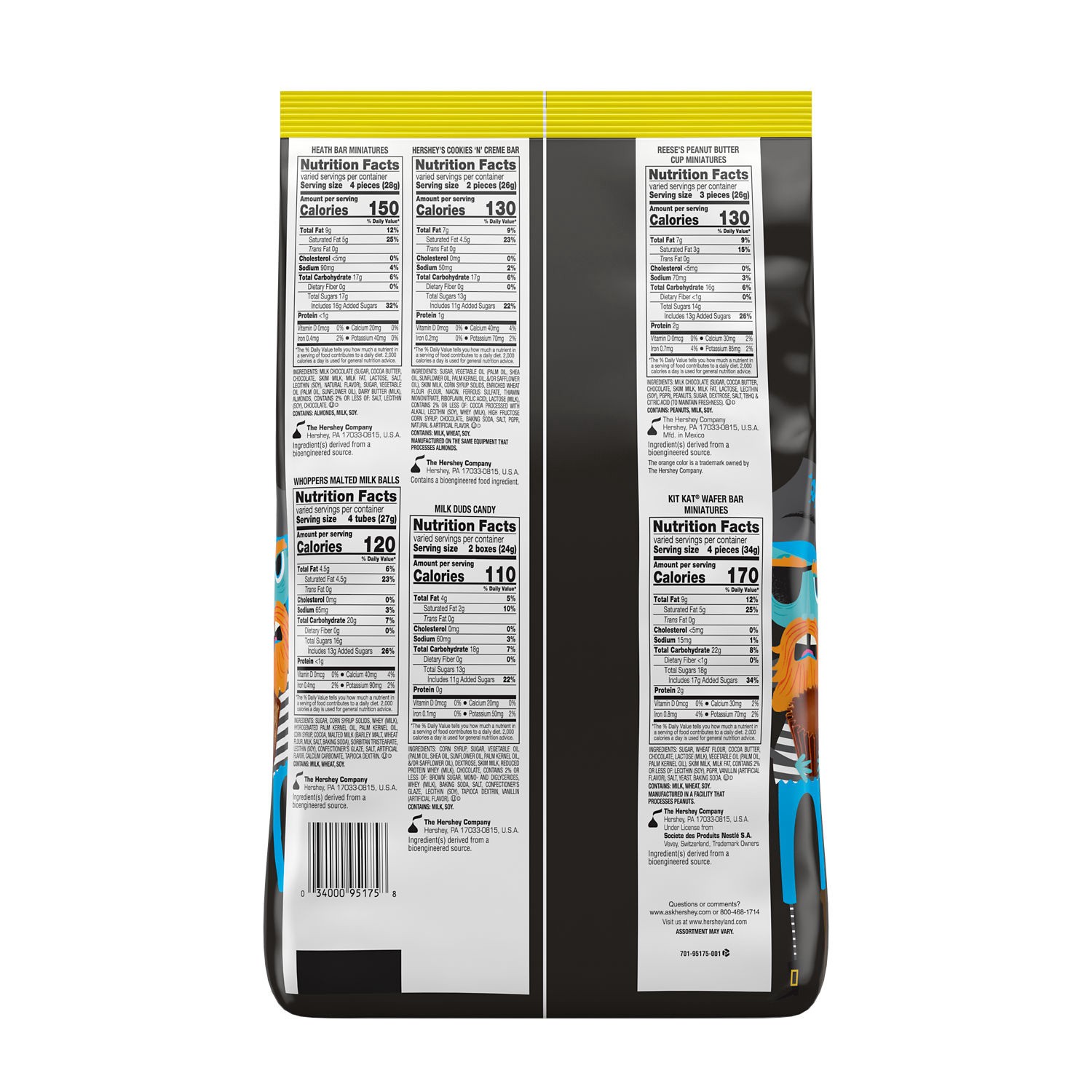 slide 4 of 5, Hershey's Miniatures Chocolate and White Creme Assortment Candy, Halloween, 70.7 oz, Bulk Variety Bag (220 Pieces), 70.70 oz