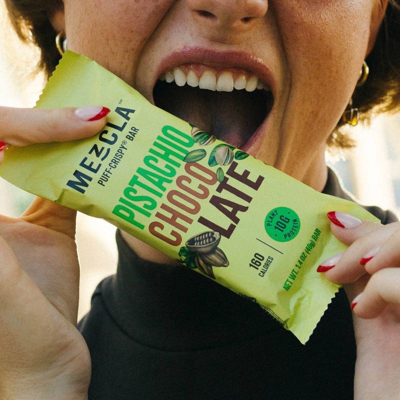 slide 6 of 8, Mezcla Plant Based Pistachio Chocolate Protein Bars - 10g Protein - 5.6oz/4ct, 10 gram, 5.6 oz, 4 ct