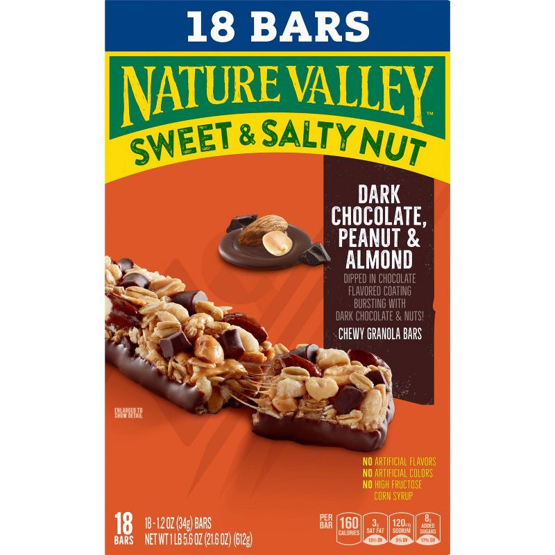 slide 4 of 6, Nature Valley Dark Chocolate Peanut & Almond Granola Bars - 18ct, 18 ct