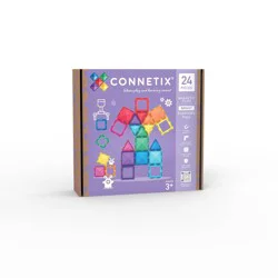 CONNETIX Magnetic Tiles Bright Essentials Pack Building Blocks 24pc: Creative Educational Toy Set for Kids