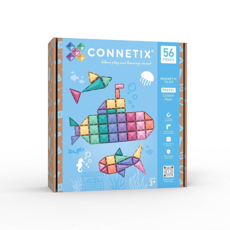 slide 11 of 11, CONNETIX Magnetic Tiles Pastel Classic Pack 56pc, 56 ct