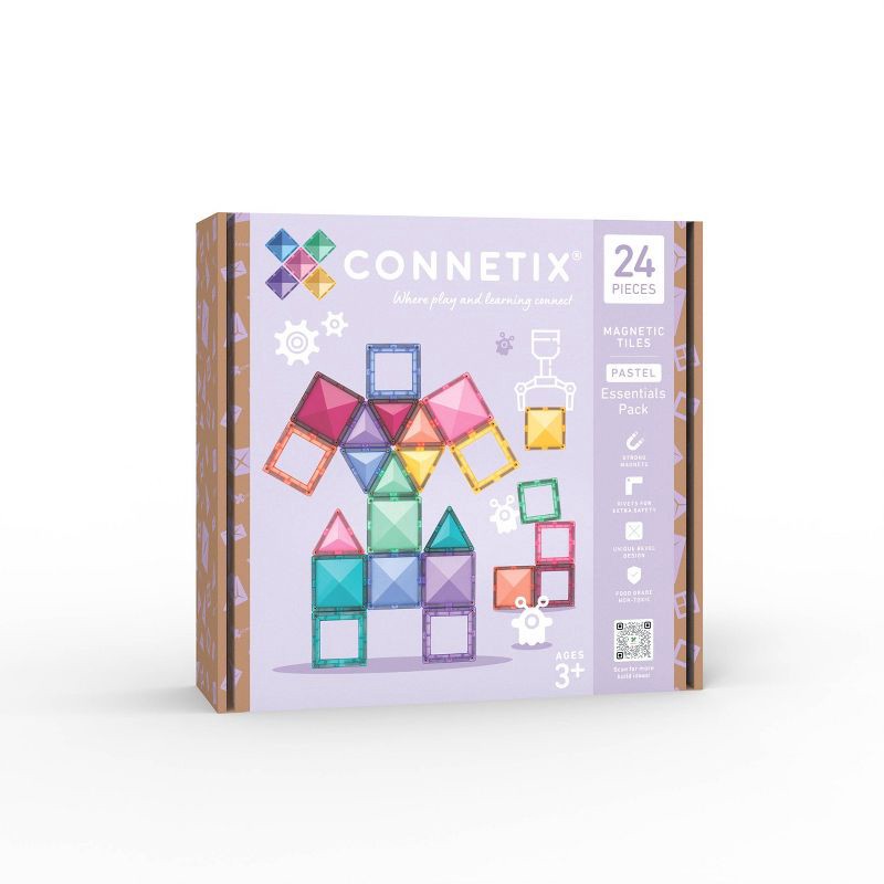 slide 10 of 10, CONNETIX Magnetic Tiles Pastel Essentials Pack Building Blocks 24pc, 24 ct