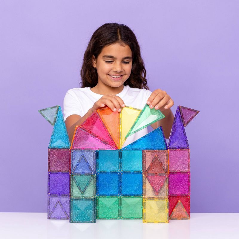 slide 2 of 11, CONNETIX Magnetic Tiles Glitter Castle Pack 48pc: Educational Focus on Creative Thinking & Creativity, 48 ct