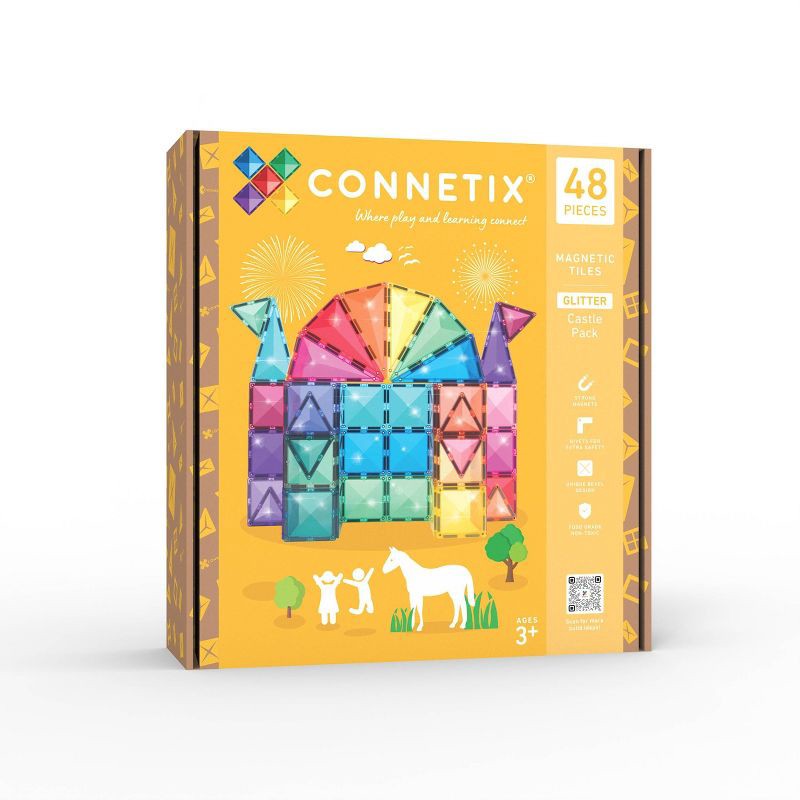 slide 11 of 11, CONNETIX Magnetic Tiles Glitter Castle Pack 48pc: Educational Focus on Creative Thinking & Creativity, 48 ct