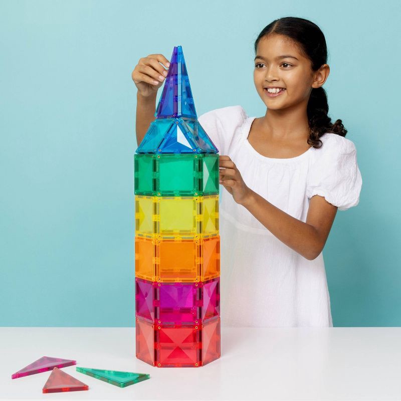 slide 2 of 10, CONNETIX Magnetic Tiles Bright Construction Pack Building Blocks 96pc: Educational Creative Thinking Set, 96 ct