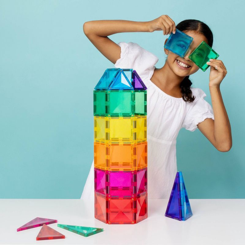 slide 3 of 10, CONNETIX Magnetic Tiles Bright Construction Pack Building Blocks 96pc: Educational Creative Thinking Set, 96 ct