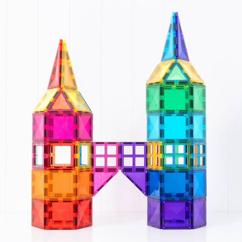 slide 4 of 10, CONNETIX Magnetic Tiles Bright Construction Pack Building Blocks 96pc: Educational Creative Thinking Set, 96 ct