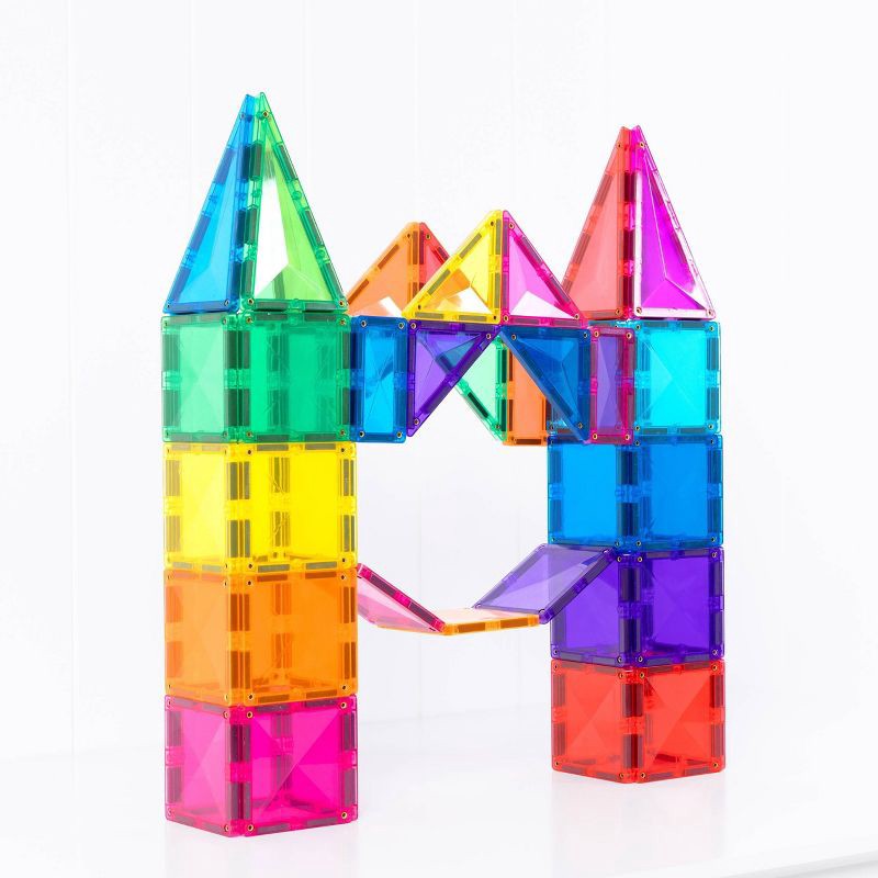 slide 5 of 10, CONNETIX Magnetic Tiles Bright Construction Pack Building Blocks 96pc: Educational Creative Thinking Set, 96 ct