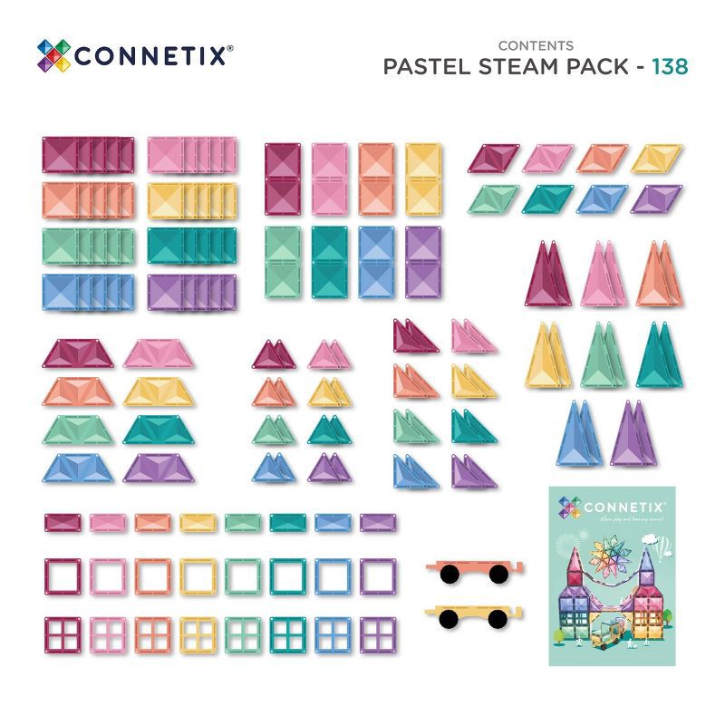 slide 10 of 11, CONNETIX Magnetic Tiles Pastel Steam Pack Building Blocks 138pc, 138 ct