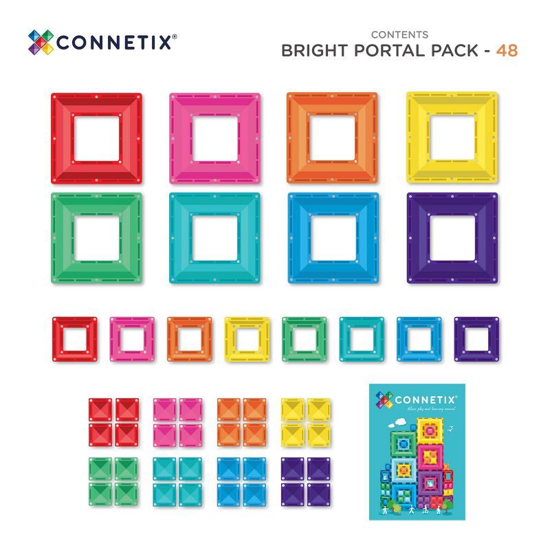 slide 9 of 10, CONNETIX Magnetic Tiles Bright Portal Pack 48pc, 48 ct