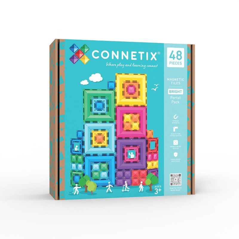 slide 10 of 10, CONNETIX Magnetic Tiles Bright Portal Pack 48pc, 48 ct