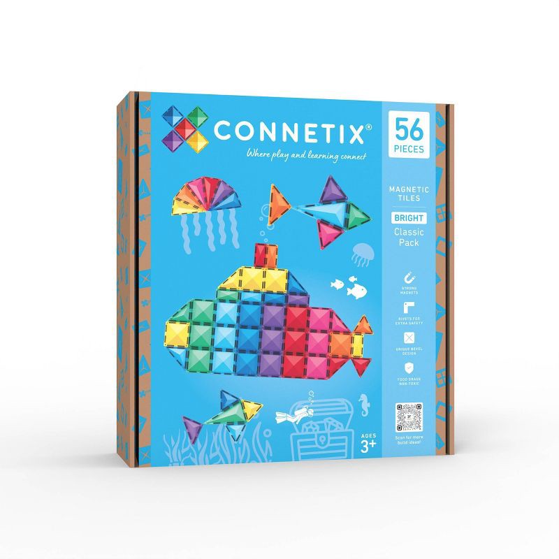 slide 10 of 10, CONNETIX Magnetic Tiles Bright Classic Pack Building Blocks 56pc: Educational Creative Thinking Set, 56 ct