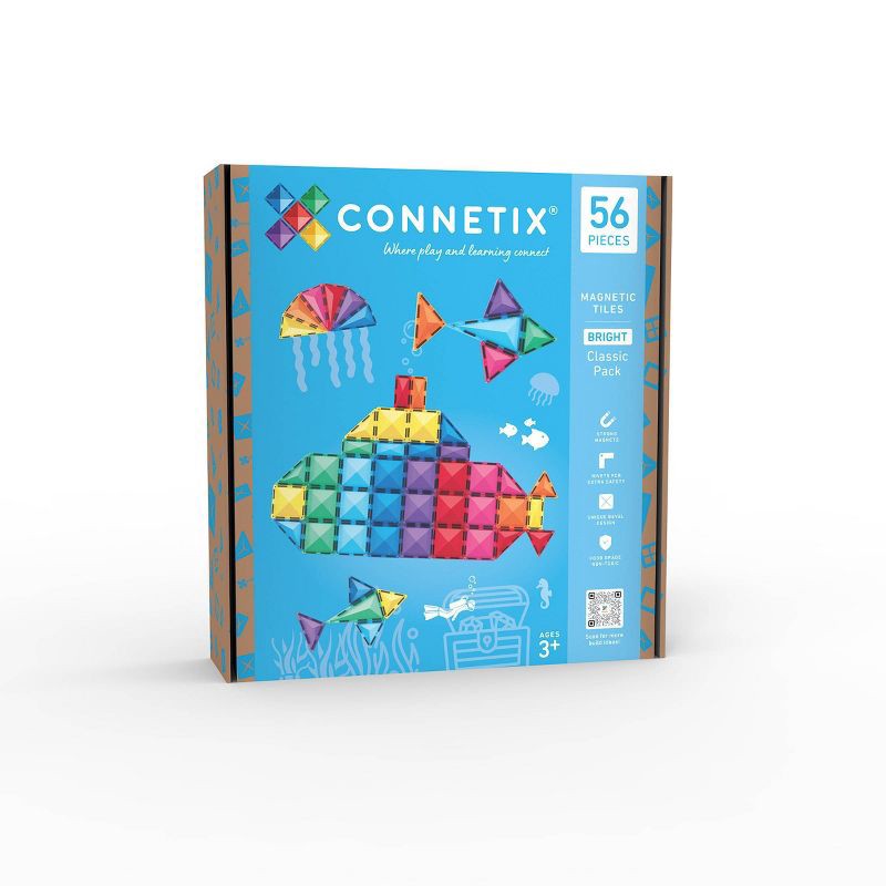 slide 1 of 10, CONNETIX Magnetic Tiles Bright Classic Pack Building Blocks 56pc: Educational Creative Thinking Set, 56 ct