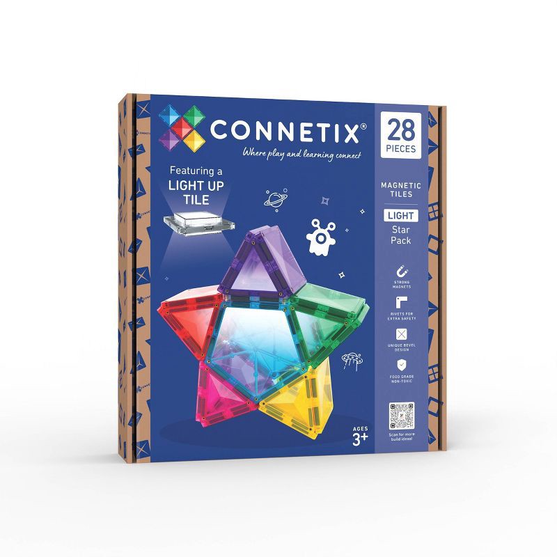 slide 10 of 10, CONNETIX Magnetic Tiles Light Star Pack 28pc, 28 ct
