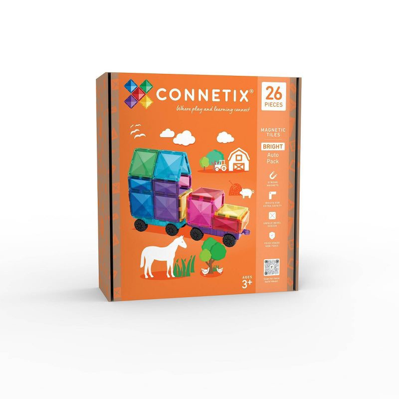 slide 1 of 10, CONNETIX Magnetic Tiles Bright Auto Pack Building Blocks 26pc: Educational Creative Thinking Set, 26 Pieces, 26 ct, 26 ct